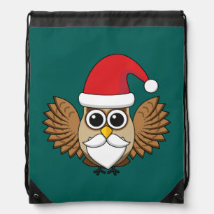 Santa Claus Owl Drawstring Bag