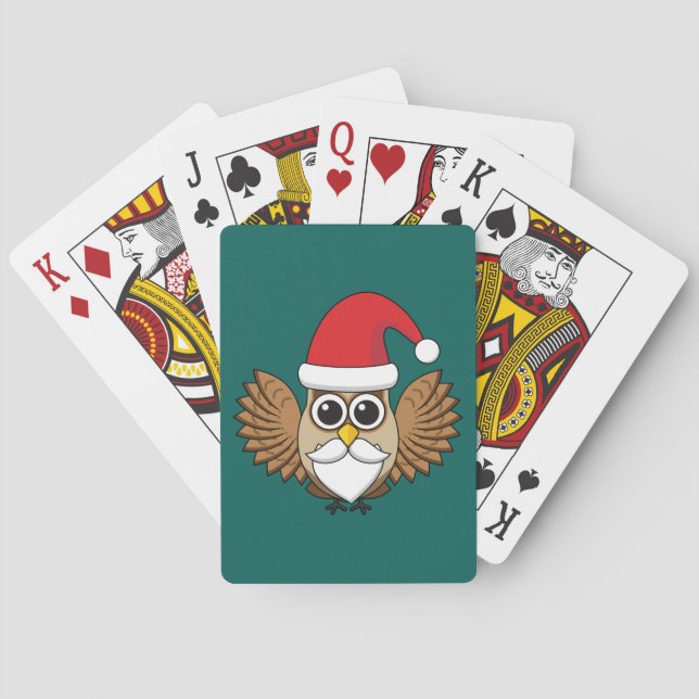 Santa Claus Owl Poker Cards (Back)