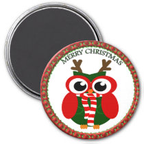 Santa Claus Owl with a red and white scarf Magnet