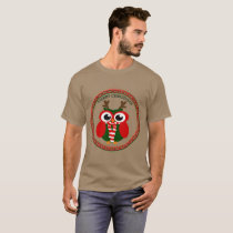 Santa Claus Owl with a red and white scarf T-Shirt
