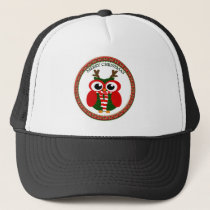 Santa Claus Owl with a red and white scarf Trucker Hat