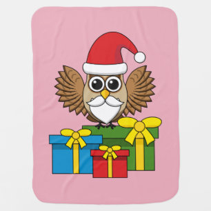 Santa Claus Owl with Presents Baby Blanket