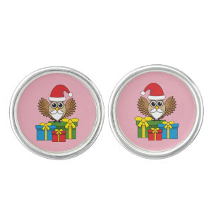 Santa Claus Owl with Presents Cufflinks