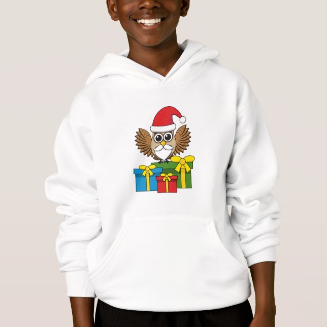 Santa Claus Owl with Presents Hoodie (Front)