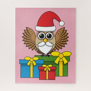 Santa Claus Owl with Presents Jigsaw Puzzle