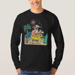 Santa Claus Palm Trees Hawaii Beach Christmas In J T-Shirt