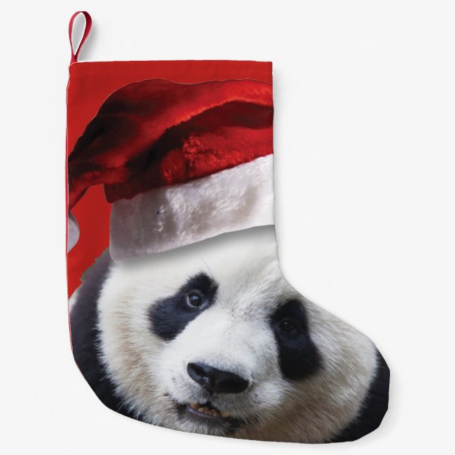 Santa Claus Panda Bear Small Christmas Stocking (Front)