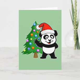 Santa Claus Panda Holiday Card