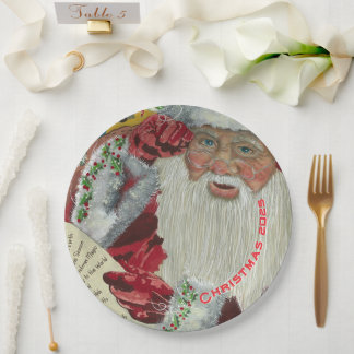 Santa Claus Paper Plates Personalized Christmas