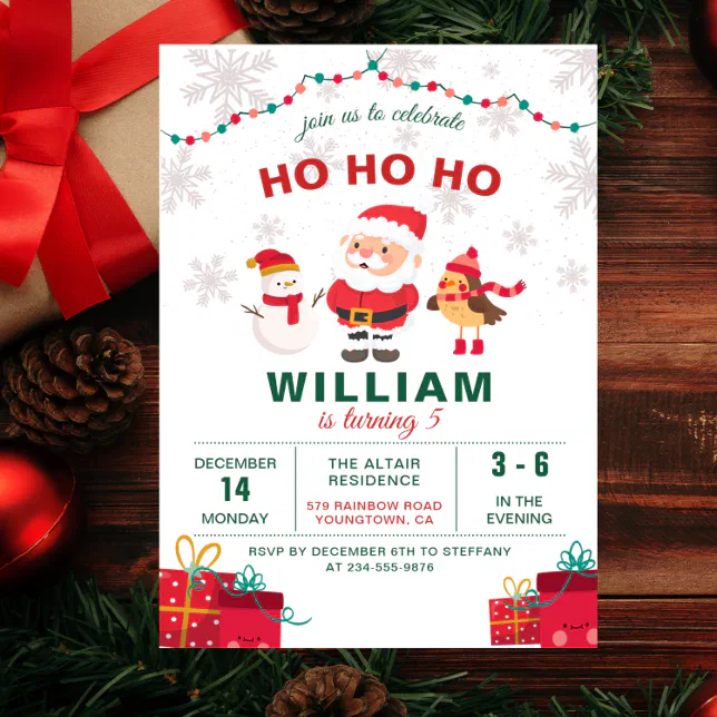 Santa Claus Party Christmas Holiday Birthday Invi Invitation | Zazzle