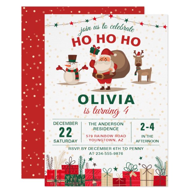 Santa Claus Party Christmas Holiday Birthday Invitation