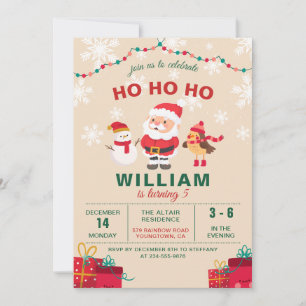 Santa Claus Party Christmas Holiday Birthday  Invitation