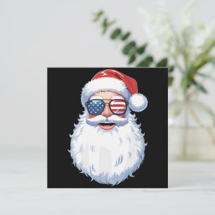Santa Claus Patriotic USA Sunglasses Christmas Holiday Card