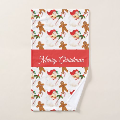 Santa Claus Pattern Christmas Bathroom Guest Towel