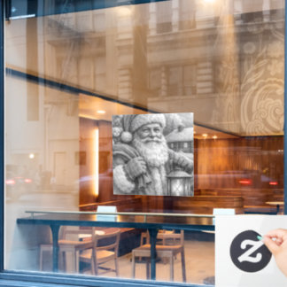 Santa Claus Pencil Sketch Window Cling