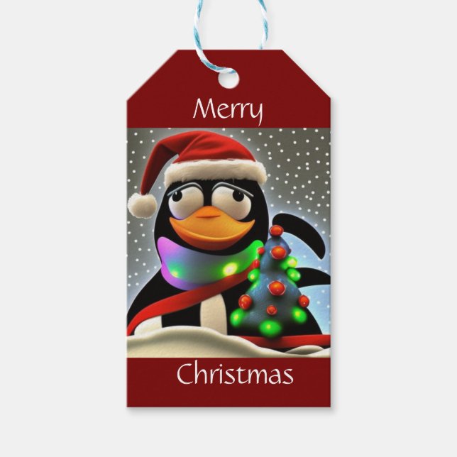 Santa Claus Penguin Gift Tags (Front)