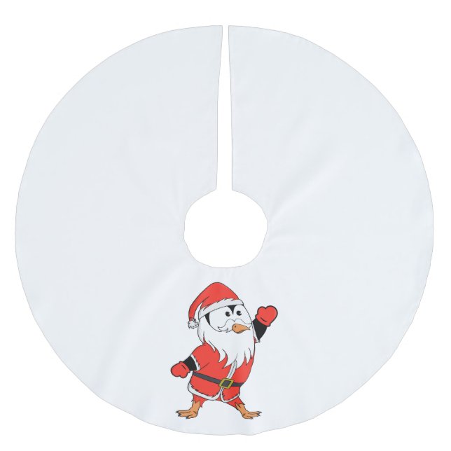 Santa Claus Penguin Ready for Christmas Brushed Polyester Tree Skirt (Front)