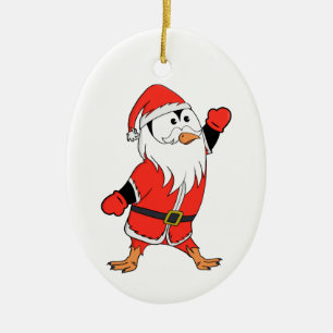 Santa Claus Penguin Ready for Christmas Ceramic Ornament