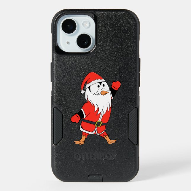 Santa Claus Penguin Ready for Christmas iPhone 15 Case (Back)