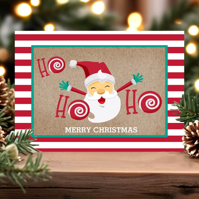 Santa Claus Peppermint Personalized Christmas Postcard (Creator Uploaded)