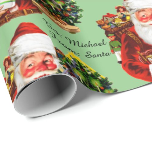 Santa Claus Personalize Recipients Name Christmas Wrapping Paper