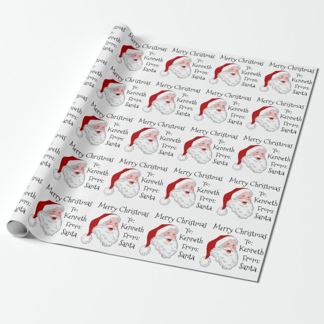 Santa Claus Personalize Wrapping Paper (Unrolled)