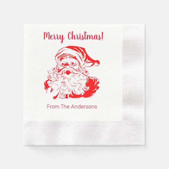 Santa Claus Personalized Christmas Paper Napkins (Front)