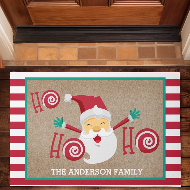 Santa Claus Personalized Monogram Christmas Doormat (Creator Uploaded)