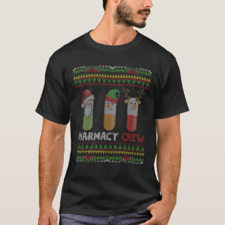 Santa Claus Pharmacy Crew Christmas Pills Snowman T-Shirt