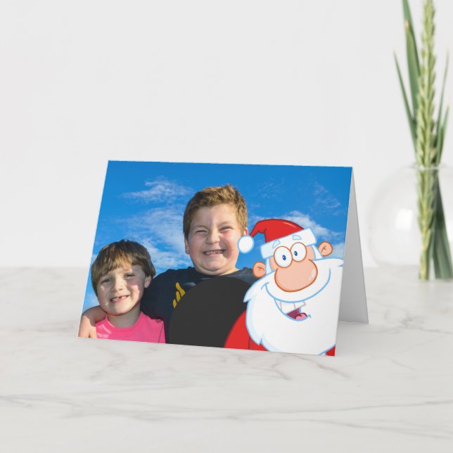 Santa Claus Photo Bomb Holiday Card (Front)