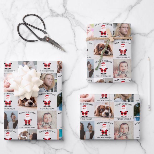 Santa Claus Photo Christmas Wrapping Paper Sheets (Front)