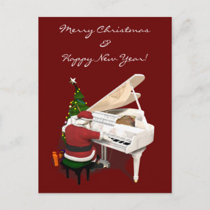 Santa Claus Pianist Holiday Postcard