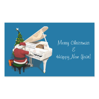 Santa Claus Pianist Rectangular Sticker