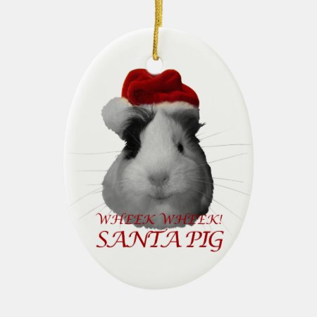 Santa Claus Pig Guinea Pig Christmas Holidays Ceramic Ornament