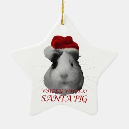 Santa Claus Pig Guinea Pig Christmas Holidays Ceramic Ornament