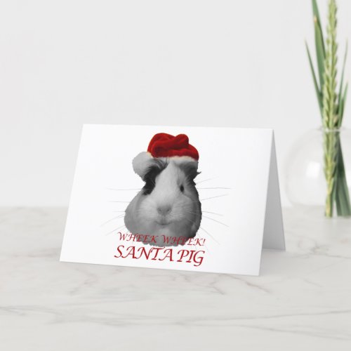 Santa Claus Pig Guinea Pig Christmas Holidays Holiday Card