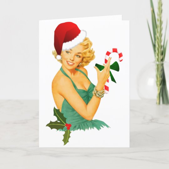 Santa Claus Pin Up Holiday Card