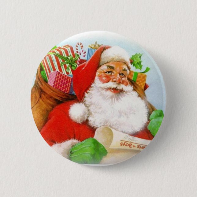 Santa Claus Pinback Button (Front)