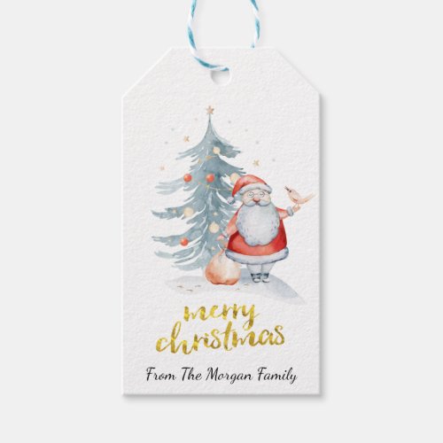 Santa Claus Pine Tree Christmas Gift Tags