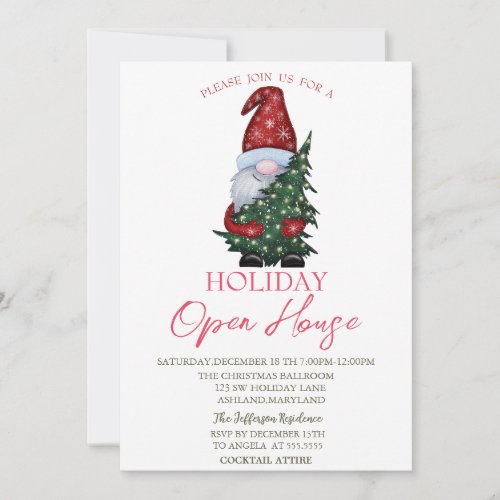 Santa Claus Pine Tree Holiday Open House   Invitation