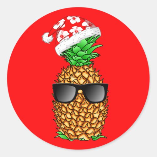 Santa Claus Pineapple Classic Round Sticker