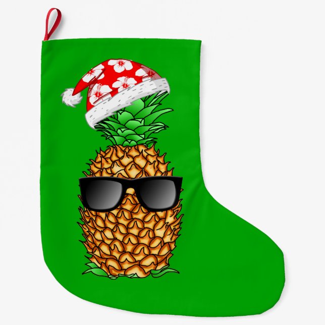 Santa Claus Pineapple Large Christmas Stocking (Front)