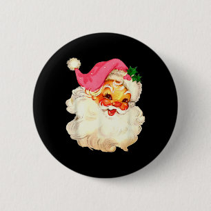 Santa Claus Pink Christmas Face Old Xmas Vintage P Button