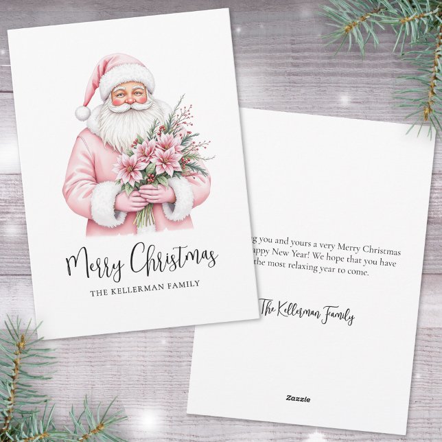 Santa Claus Pink Christmas Holiday Card (Santa Claus Pink Christmas Holiday Card)