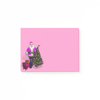 Santa Claus Pink Ribbons Post-it Notes
