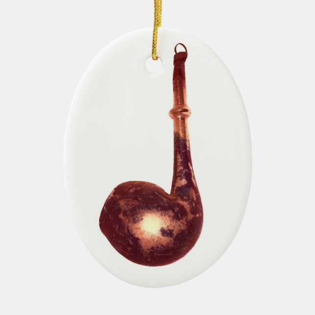 Santa Claus Pipe Ceramic Ornament (Front)