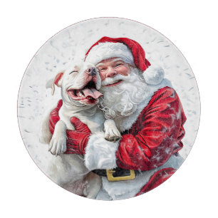 Santa Claus & Pitbull Puppy Dog Cutting Board