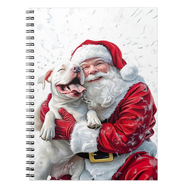 Santa Claus & Pitbull Puppy Dog Notebook (Front)