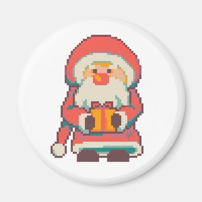 Santa Claus Pixel art, Pixel Art  Magnet (Front)