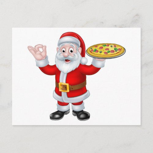 Santa Claus Pizza Christmas Cartoon Character Holiday Postcard